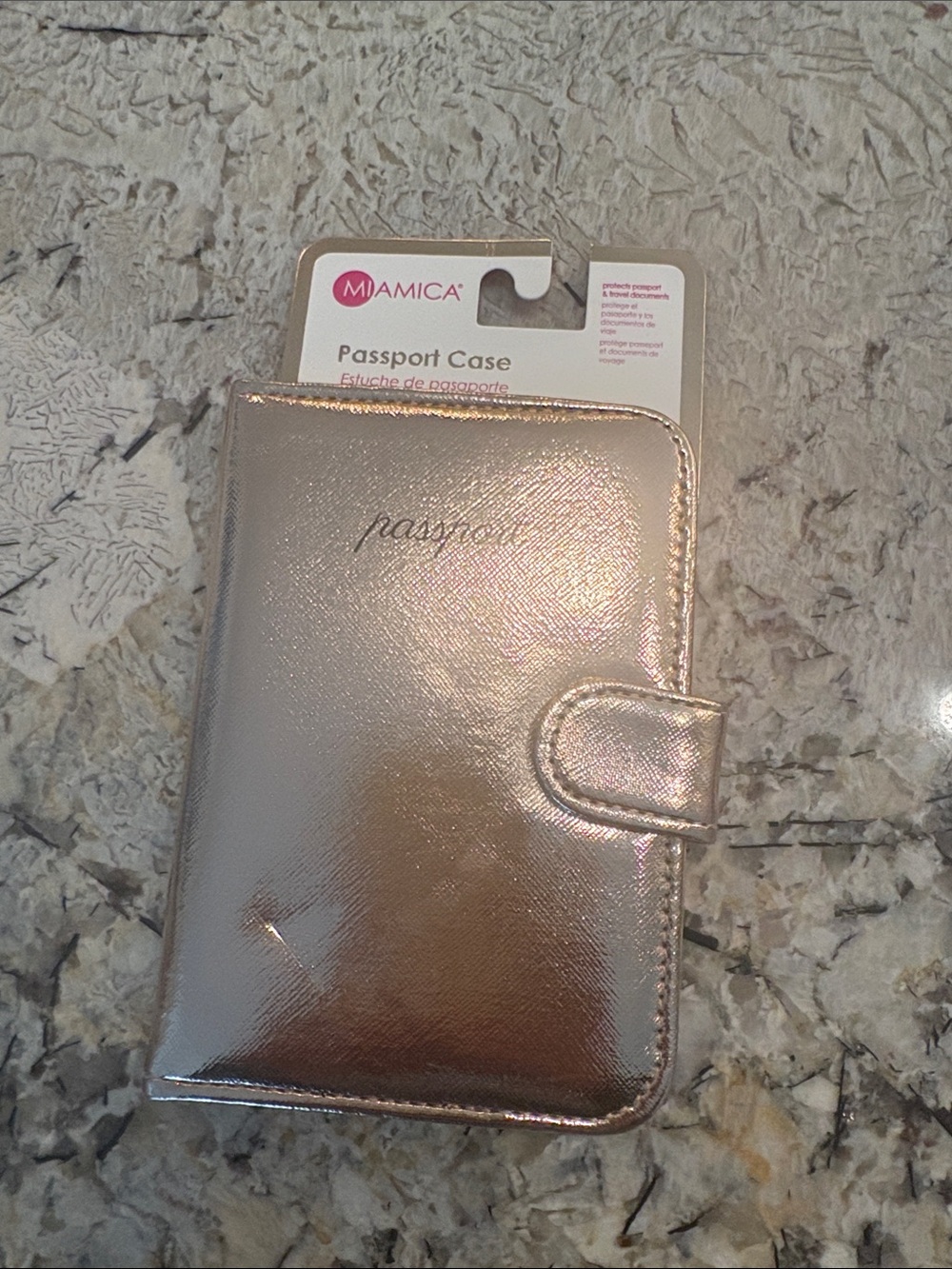 Miamica  Metallic Passport Case - Rose Gold Shine